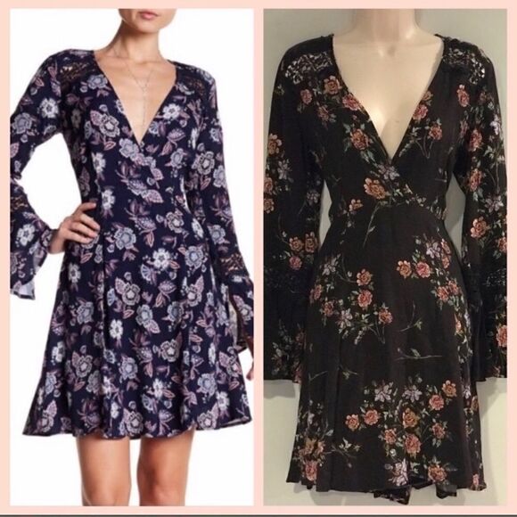 ASTRāTHEāLABELĀ LACEāDETAILāBELLāSLEEVEāDRESSāM - Picture 1 of 8